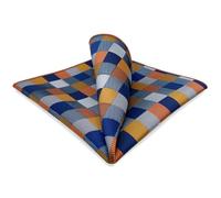 S&W SHLAX&WING Tie Conjunto des Herren Krawatte Azul Naranja a cuadros Matching Einstecktücher