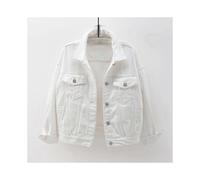 (S,White)Women Spring And Autumn Coats Warm Solid Long Sleeve Denim Jacket Outerwear
