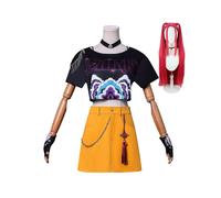 (S,With wig)KPop Demon Hunters Mira Cosplay Costume Set Halloween Party Fancy Dress for Womens _b A