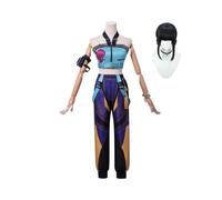 (S,With wig)KPop Demon Hunters Zoey Cosplay Costume Set Halloween Party Fancy Dress for Womens _b A
