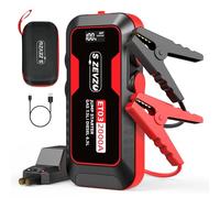 S ZEVZO ET03 - Arrancador de coche de 2000 A para motores de gasolina de hasta 7,5 L y diésel de 6,5 L, caja de salto portátil de 12 V de 59,2 Wh con puertos USB, pantalla LCD, caja de almacenamiento