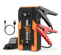 S ZEVZO ET05 Jump Starter 1600A - Batería portátil para motores de gasolina de hasta 7,2 L y diésel de 5,5 L, caja de salto de 51,8 Wh 12 V con puertos USB, pantalla LCD y luz LED