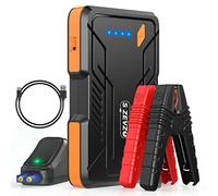 S ZEVZO Jump Starter - Arrancador portátil de pico de 1000 A para coche (hasta 7.0 L de gas/motor diesel de 5.5 litros) 12 V con cables de abrazadera inteligentes, carga USB, caja de salto de linterna