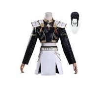 (S,Zoey With Wig)KPop Demon Hunters Zoey Cosplay Costume Set Halloween Party Fancy Dress for Womens Black _b A