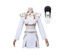 (S,Zoey With Wig)KPop Demon Hunters Zoey Cosplay Costume Set Halloween Party Fancy Dress for Womens White _b A