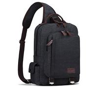 S-ZONE Sling Mochila para hombre con bolsillo en el pecho 13" Bolso al hombro Bolso bandolera Mochila Mochila, gris oscuro, medium, Único