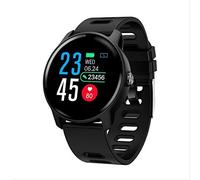 S08 Reloj inteligente, ritmo cardíaco, sueño, control de presión arterial IP68, impermeable, rastreador de actividad, una variedad de modos de movimiento, pulsera de alerta, color negro