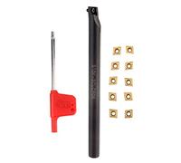 S10KSCLCR06 Tallador de Herramientas de Torno con Alta Resistencia a la Agarre y Larga Vida útil para el Soporte Herramientas CNC, 10 Piezas CCMT060204HM YBC251 Inserciones y Llave Inglesa, Adecuada