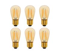 S14 Vintage LED Filament Bulb E27, 1W Amber Edison Replacement 10W Incandescent, Non-Dimmable, Warm White 2200K, AC 220V, Pack of 6