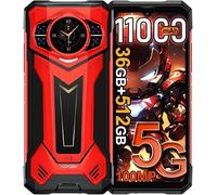 S200 Plus 5G AI Irrompible Todoterreno, Pantalla Trasera AMOLED 1.32", 11000mAh 66W, 36GB+512GB/2TB Android 15 Teléfono, 100MP+20MP Visión Nocturna, 6.72"FHD+120Hz Móvil Antigolpes, NFC/Face ID Rojo