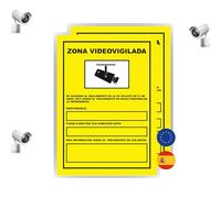 S21 Señalización Pack de 2 Carteles Videovigilancia Homologado Zona Alarma | Cartel Zona Videovigilada Alarma