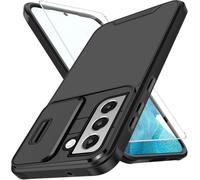 S23 Handyhülle für Samsung Galaxy S23 mit Displayschutz Und Slide Camera Cover Kameraschutz, S23 Schutzhülle Militärschutz Stoßfeste Kratzfeste Panzerhülle für Samsung S23 5G Cover (Schwarz)
