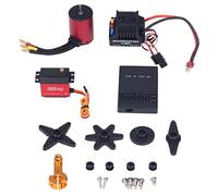 S3650 3100KV Kit de motor sin escobillas con tarjeta de programación ESC 60A Engranaje de dirección de metal de 25 kg Diseño de 4 y 12 ranuras de alto rendimiento Aleación de