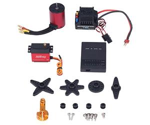 S3650 3100KV Kit de motor sin escobillas con tarjeta de programación ESC 60A Engranaje de dirección de metal de 25 kg Diseño de 4 y 12 ranuras de alto rendimiento Aleación de
