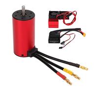 S3670 2650KV RC Motor sin escobillas a prueba de agua con 120A ESC XT60 Plug Juego de disipador de calor de doble ventilador para 1 8 RC Crawler Torsión fuerte CNC Aluminio Rojo