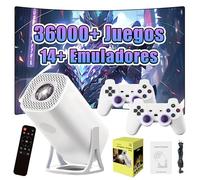 S40 MAX Proyector Inteligente,36000 Juegos,14 emuladores,WiFi 2,4G+5G y Bluetooth,Mini proyector portátil,proyectores para Juegos con 2 mandos inalámbricos,Android 11 para Cine en casa y Exteriores