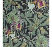 S4Sassy Decoración de pared removible de estilo asiático, revestimiento texturizado, estampado de animales safari, papel tapiz de vinilo gris - 63 x 91 cm