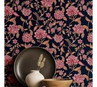 S4Sassy Papel pintado floral botánico - Revestimiento de pared azul nilo texturizado autoadhesivo de 63 x 152 cm vestimiento de paredes cil de hacer para dormitorio rústico