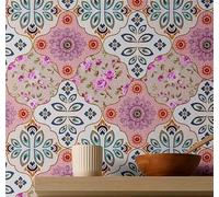 S4Sassy Papel tapiz autoadhesivo, papel tapiz geométrico, vinilo rosa extraíble con diseño de azulejos, papel de contacto texturizado autoadhesivo para paredes de acento (63 x 152 cm)