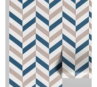 S4Sassy Papel Tapiz Con Estampado De Rayas De Espiga, Vinilo Azul Desprendible Para Pared, Papel De Contacto Para Pared De Acento En La Entrada, Solución Sencilla Para Decorar El Hogar (63,5 X 304 Cm)
