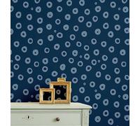 S4Sassy Papel tapiz de autoadhesivo, con patrón geométrico de anillos azul, 63 x 152 cm, acabado texturizado, removible para decorar habitaciones infantiles, habitaciones de bebé y salas de juegos.
