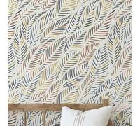 S4Sassy Papel Tapiz De Hojas De Palmera Multicolor - Revestimiento De Pared Tropical Amarillo, Vinilo Autoadhesivo De 63,5 X 914 Cm, Revestimiento Decorativo, Decoración Fácil De Hacer Para Dormitorio