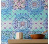 S4Sassy Papel tapiz vinílico autoadhesivo, papel de contacto geométrico impermeable, azul, 63 x 91 cm, acabado texturizado, revestimiento de pared extraíble para dormitorio, sala de estar y entrada.