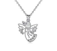 S925 Alas de ángel de plata esterlina Collar Colgante Flor hipoalergénica Hada Clavícula Accesorios Joyería Amante Regalo de niña-Silver-Onesize