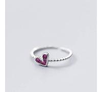 S925 Anillo de Plata de Mujer Estilo Coreano Moda Diamante Violeta Anillo de Amor Temperamento Anillo Suave Y Abierto Anillo Ajustable, LJBLEUSK