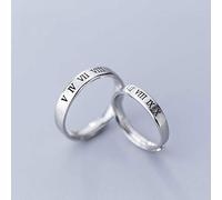 S925 Anillo de Plata de Mujer Estilo Coreano Modo Single Lettering par de Apertura de Anillos un Par, Ajustable, LJBLEUSK