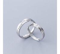 S925 Anillo de Plata de Mujer Estilo Coreano Te Extraño Abierto Pareja Pareja Anillo Único Inglés Anillo un Par, Ajustable, LJBLEUSK