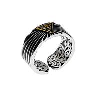 S925 Anillo de plata esterlina, Vintage apenado Personalidad de plata tailandesa Dominante Dios Ojo Anillo de ajuste abierto Hombres Joyería Regalo-Silver