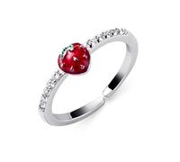 S925 Anillo de Plata Mujer Estilo Arte Coreano Fruta Single Fresa Diamantes Abiertos, LJBLEUSK, el Argent