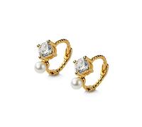 S925 Circle Round Small Single Zircon Pearl Pendant Jewelry Ladies Elegant Party High-End Earrings