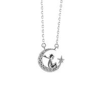 S925 Collar de Estrella de Plata Esterlina Principito Princesa Colgante de Cuerpo Entero Estilo Japonés Y Coreano Lujo Ligero, LZHRD, Platino, Plata esterlina