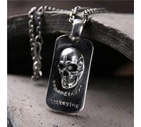 S925 Collar de Plata de Mujer Simple de Hombre Estilo Étnico Cuadrado Colgante Calavera Moda Tendencia Personalidad Regalo Creador, LJBLEUSK