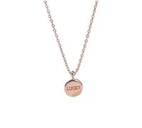 S925 Collar de Plata Femenino Alfabeto Coreano Disco Redondo de la Suerte Inglés Cadena de Clavícula Femenina Rosa, Plata 925, LJBLEUSK