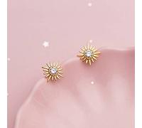 S925 Earrings, Ladies Fashion Diamond Sun Ray Single Diamond Earrings en, 925
