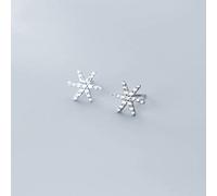 S925 Full Diamond Snowflake Earrings, Small Six-Pointed Star Earrings Pair of S925