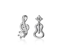 S925 Little Lady Pretty Violin Earrings with Diamonds in Micro-Silky, 925