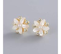 S925 Pearl Flower Earrings Female Small and Versatile Handmade Earrings