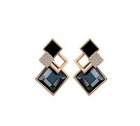 S925 Pendiente de aguja de plata esterlina Vintage Gem Platinum Plated Stud Pendiente Mujeres Niñas Accesorios de joyería hipoalergénicos-black-One size