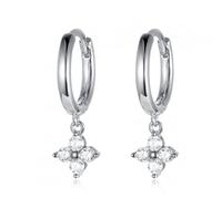 S925 Pendientes de gota para mujer pendientes de circonita brillante de cuatro hojas para mujer fiesta boda s