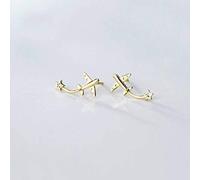 S925 Pendientes de Plata Estilo Femenino Coreano Lindo Estilo de Arte Avión Pendientes de Diamante Suave Estrella, LJBLEUSK, el Argent