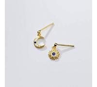 S925 Pendientes de Plata Mujer Moda Coreana Diamond Star Moon Ray Pendientes Asimétricos Mujer, LJBLEUSK