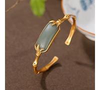 S925 Plated Hetian Jade Leaf Lady Bangle Women's Bracelets