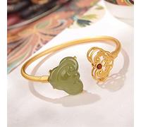 S925 Plated Hetian Jade Retro Women's Open Ladies Jewelry Bangle Women's Bracelets