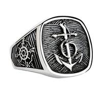 S925 Silver Anchor Signet Ring Anchor Vintage Anchor Vintage Personalidad Índice de Viento Marino Anillo de Dedo