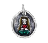 S925 STERLING SIGLE BUDDHA ZEN PARTE DE PLACA REDONDA IRREGULARIO, COLEGO VERSATILE DE MODA
