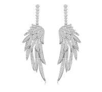 S925 Sterling Silber Post Dangle Drop Angel Flügel Ohrringe für Frauen Gold Blau Cubic Zirkonia Kristall Guardian Winkel Dangle Ohrringe für Frau Mama Her, Großer, Plata de ley y oro de 14 quilates